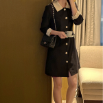 Атласное платье с воротником в стиле "Cherry Blossom"