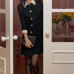 Атласное платье с воротником в стиле "Cherry Blossom"