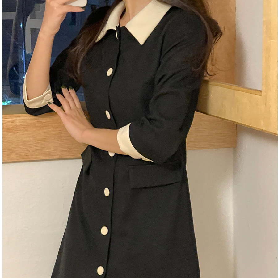 Атласное платье с воротником в стиле "Cherry Blossom"