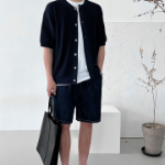 Washable Hacci Round Neck Short-Sleeve Knit Cardigan