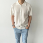 Lightweight Short Sleeve Zip-Up Collar Knit Summer Cardigan
