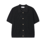 Argyle Punching Knit Short Sleeve Cardigan