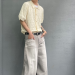 Argyle Punching Knit Short Sleeve Cardigan