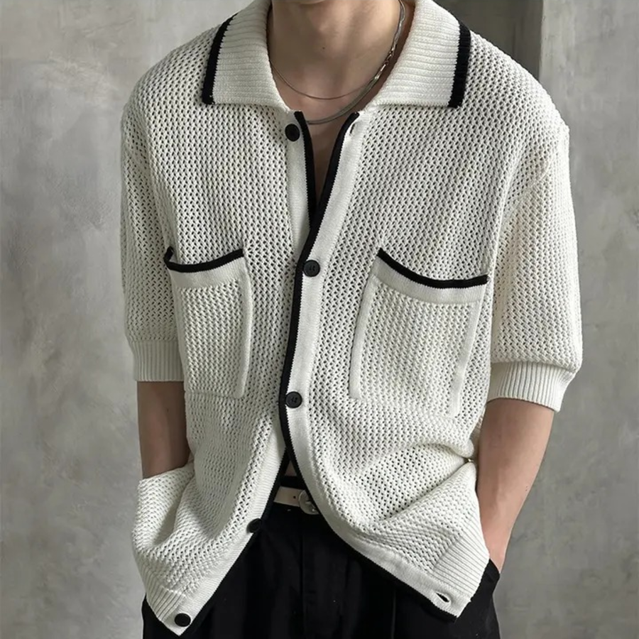 Net Punching Collar Cardigan
