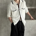 Net Punching Collar Cardigan