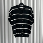 Dangara Boucle Semi Oversized Round Short-Sleeve Cardigan