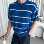 Dangara Boucle Semi Oversized Round Short-Sleeve Cardigan