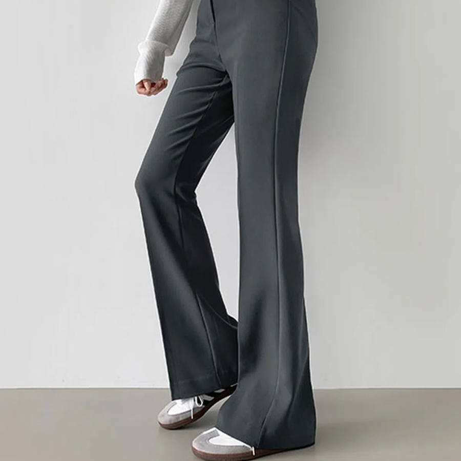 Hidden Banding Pin-Tuck Long Bootcut Spandex Slacks Pants