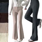 Hidden Banding Pin-Tuck Long Bootcut Spandex Slacks Pants