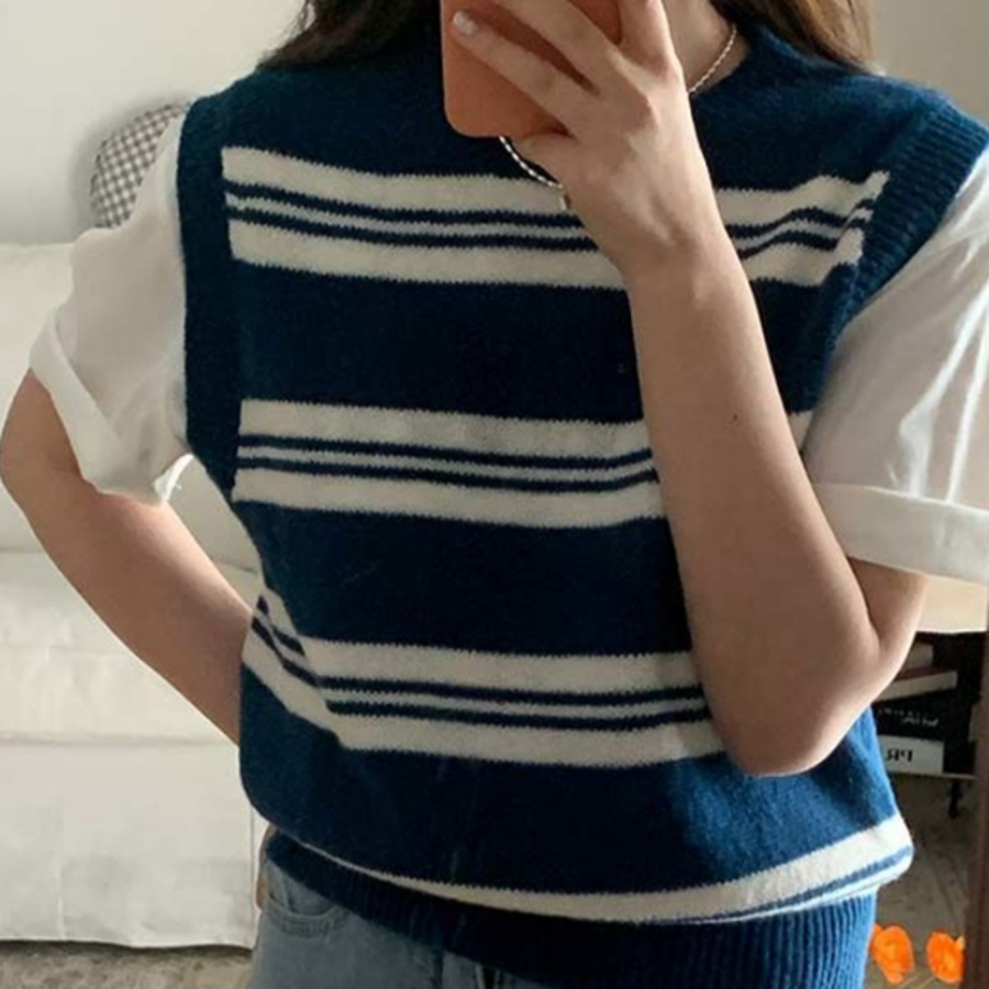 Summer Stripe Knit Vest