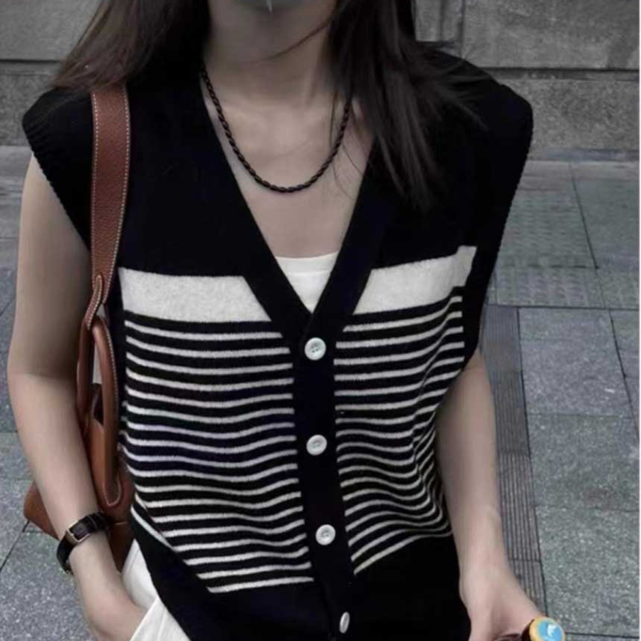 Summer V-Neck Stripe Vest