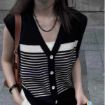 Summer V-Neck Stripe Vest
