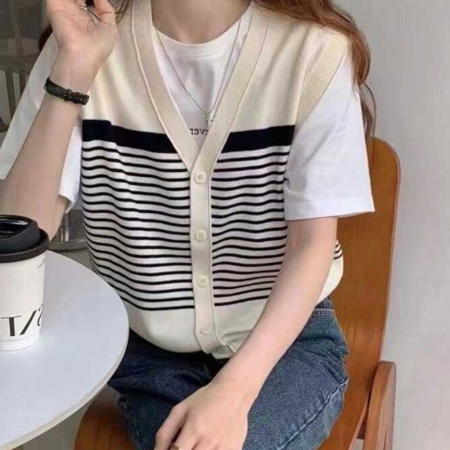 Summer V-Neck Stripe Vest