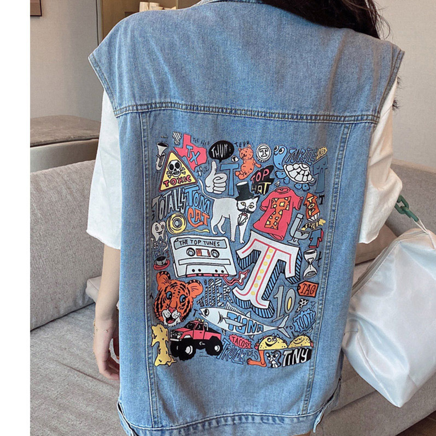 Loose-Fit Casual Denim Vest