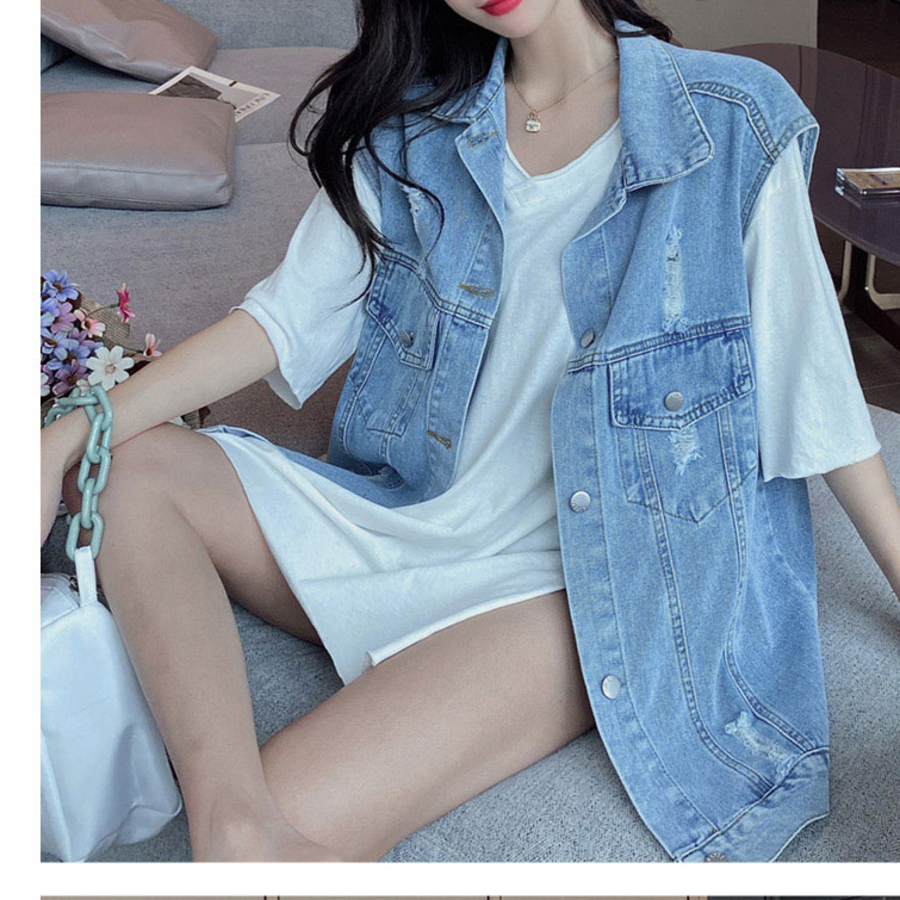 Loose-Fit Casual Denim Vest