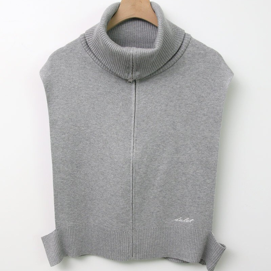 High-Neck Turtleneck Zip-Up Knit Vest