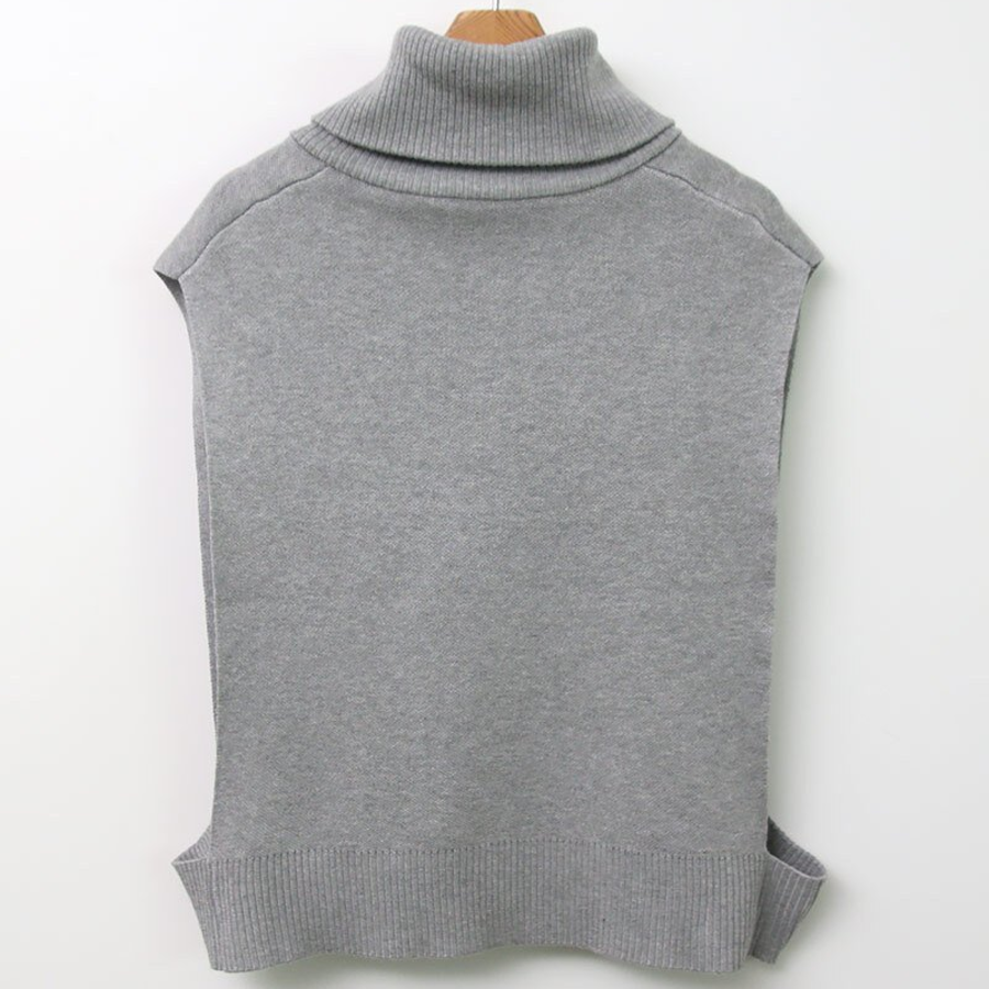 High-Neck Turtleneck Zip-Up Knit Vest