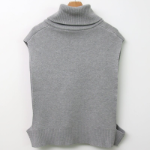 High-Neck Turtleneck Zip-Up Knit Vest