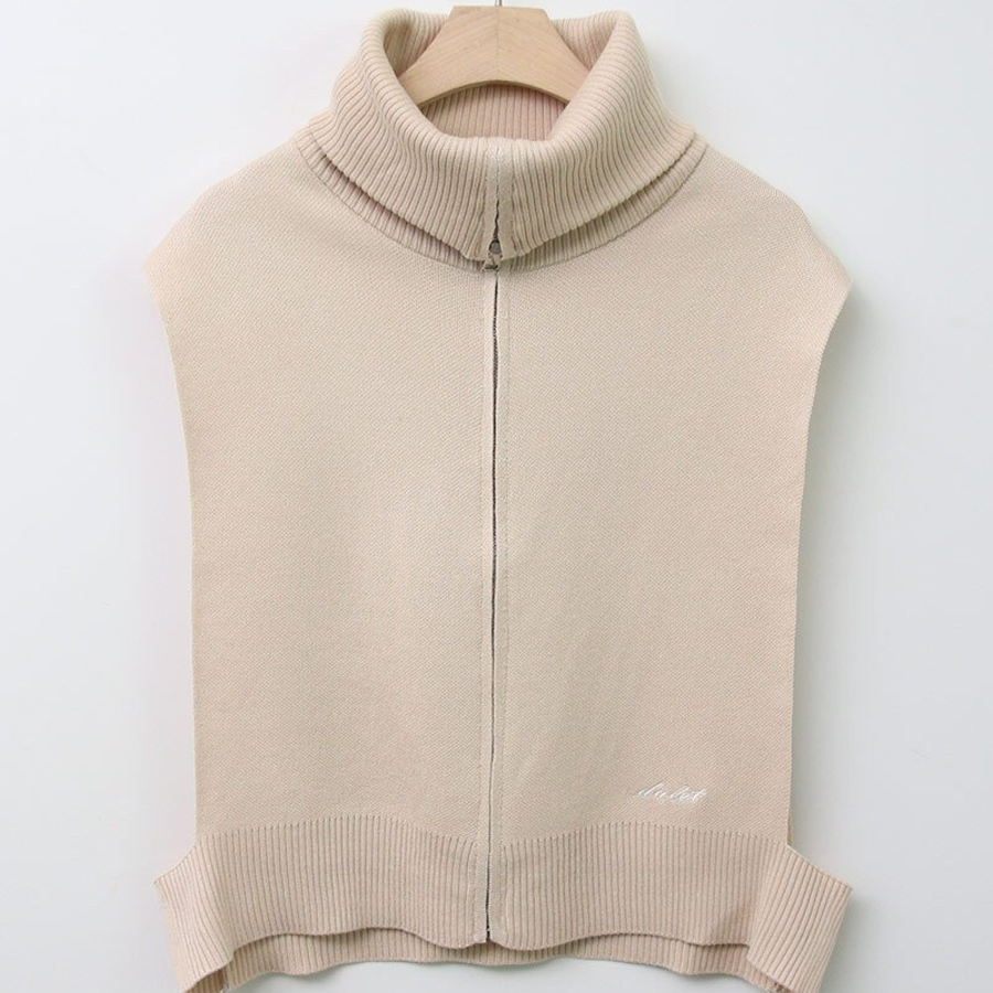 High-Neck Turtleneck Zip-Up Knit Vest