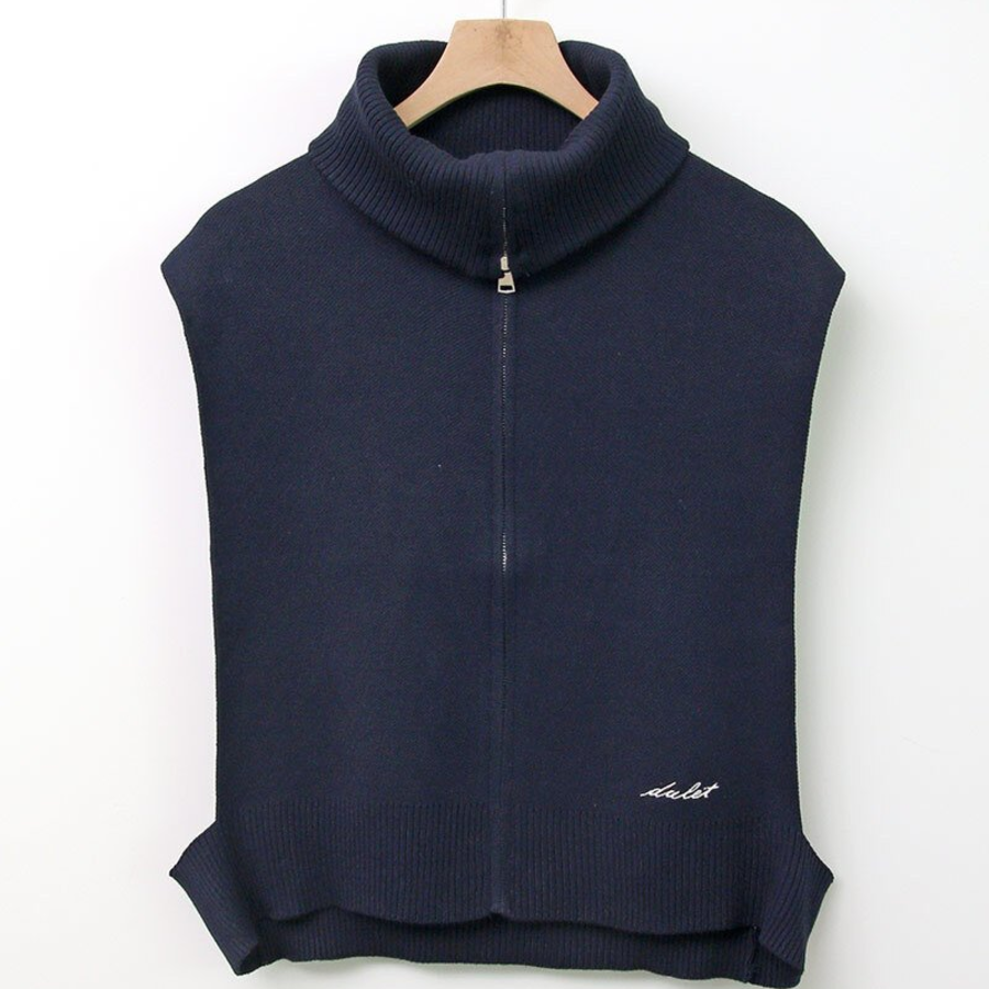High-Neck Turtleneck Zip-Up Knit Vest