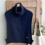 High-Neck Turtleneck Zip-Up Knit Vest