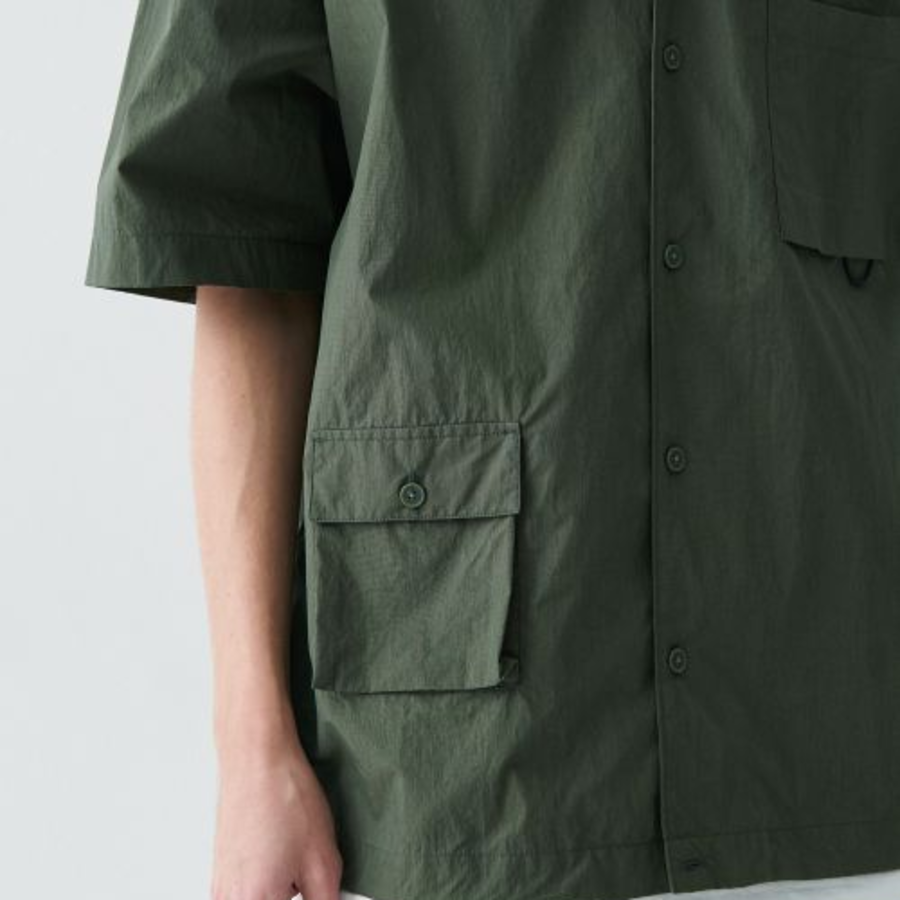 City Leisure CN Oversized Glasses Pocket Short Sleeve Shirt (Khaki)