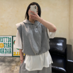 Pad Crop Hooded Waist-String Vest