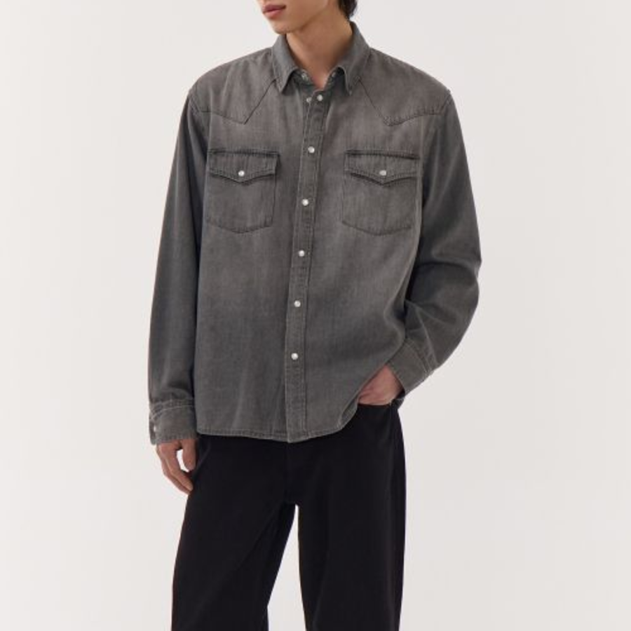 Denim Western Shirt [Gray]