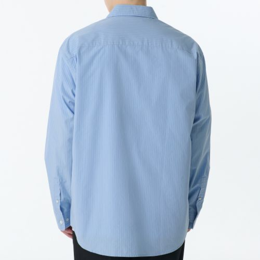 Relaxed Three-Pin Stripe Poplin Shirt [Blue]