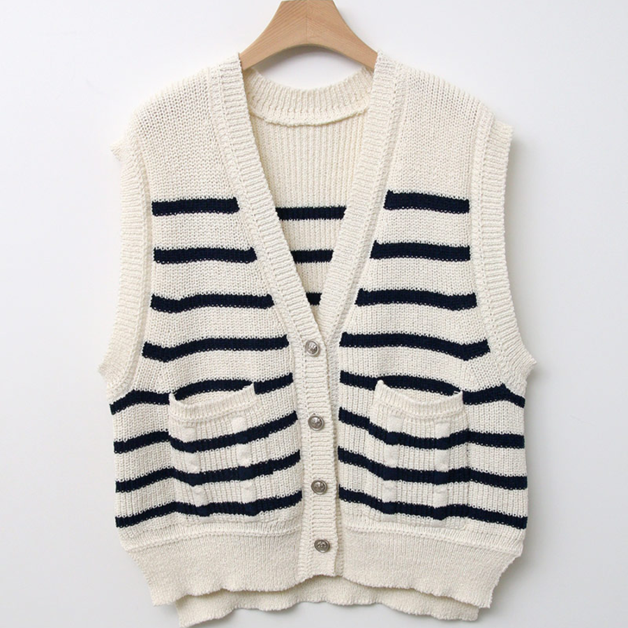 Spring Casual Colorblock Stripe Knit Vest