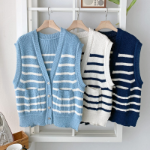 Spring Casual Colorblock Stripe Knit Vest