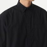 Relaxed Washed Poplin Short Sleeve Shirt [Black]
