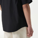 Relaxed Washed Poplin Short Sleeve Shirt [Black]