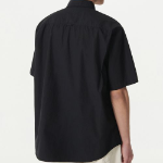 Relaxed Washed Poplin Short Sleeve Shirt [Black]