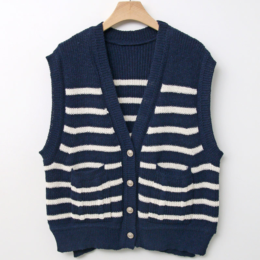 Spring Casual Colorblock Stripe Knit Vest