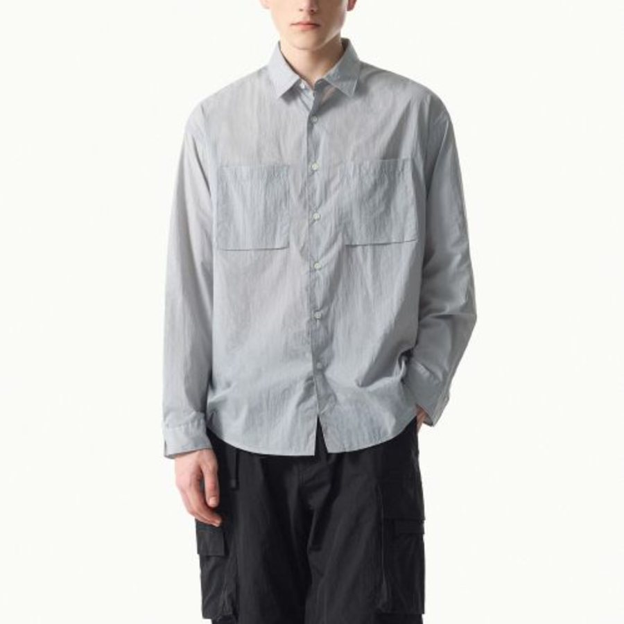 City Leisure Lightweight Nylon Oversized Shirt [Cloudy Blue]