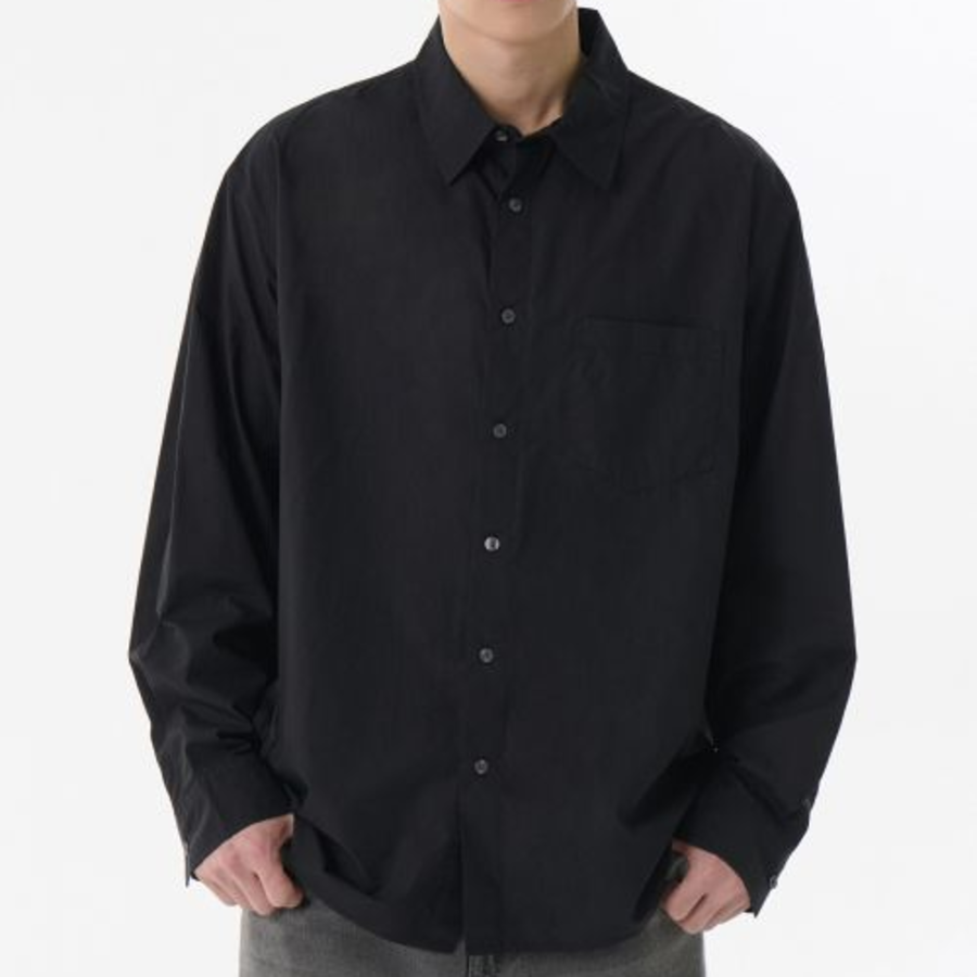 Relaxed Soft Poplin Shirt [Black]