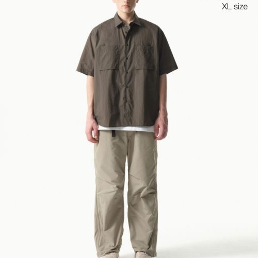 City Leisure Lightweight Nylon Oversized Short Sleeve Shirt [Olive Green]