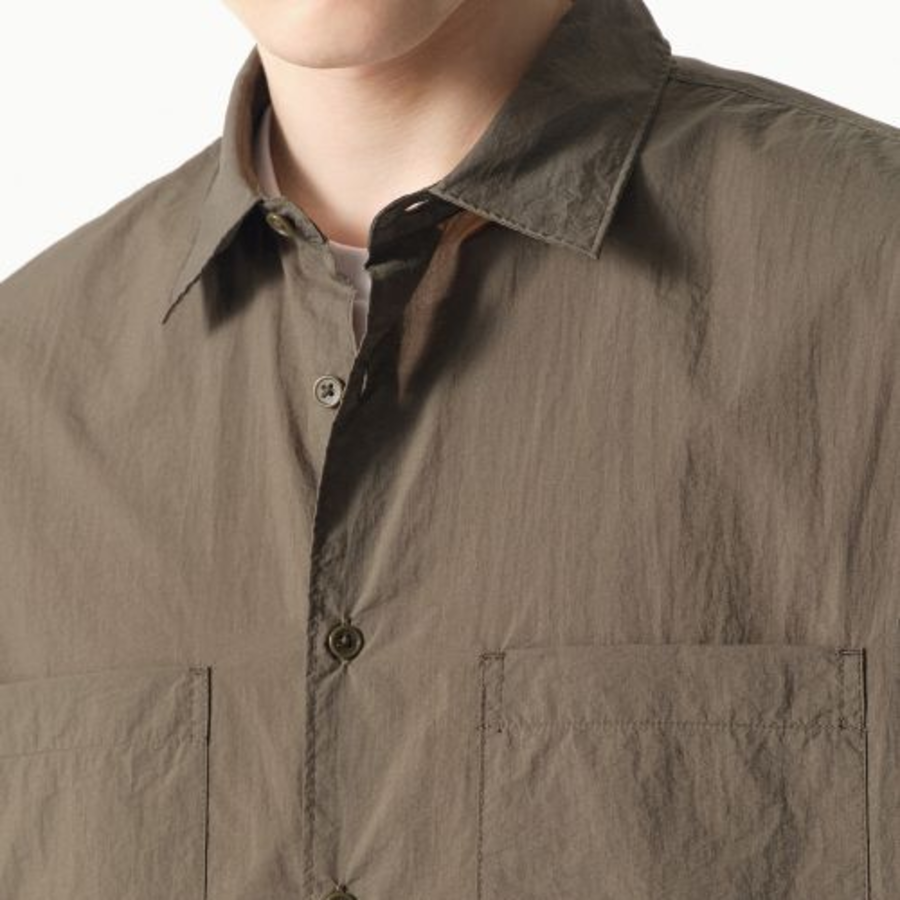 City Leisure Lightweight Nylon Oversized Short Sleeve Shirt [Olive Green]