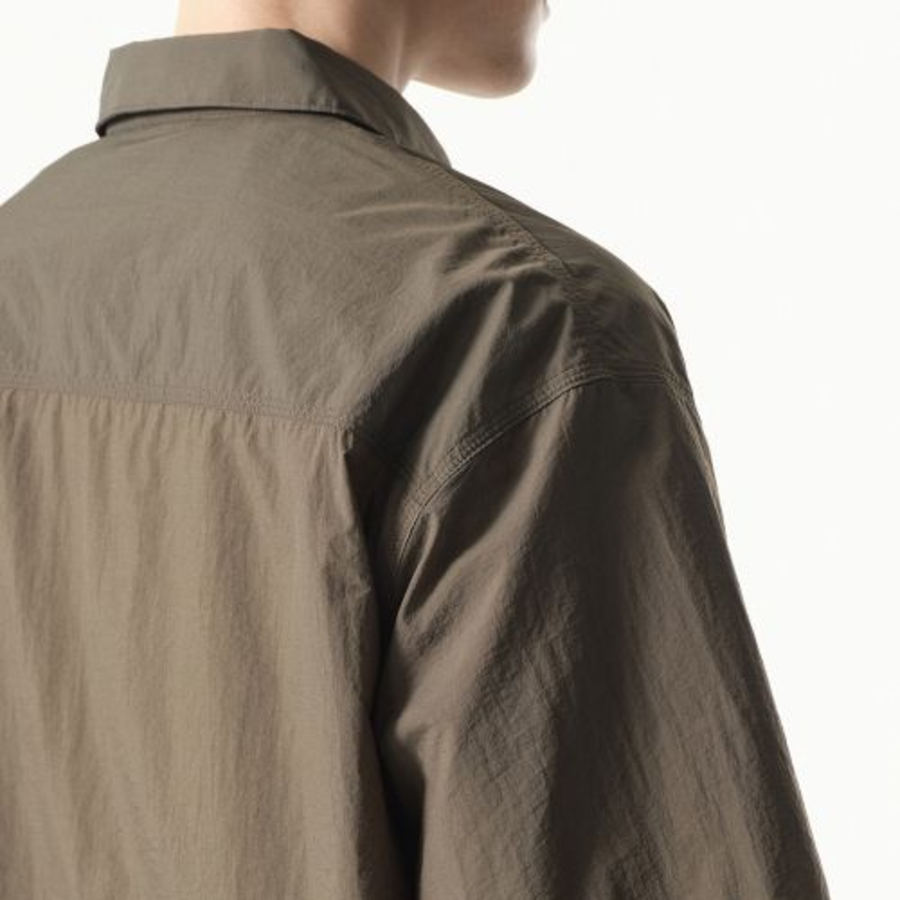 City Leisure Lightweight Nylon Oversized Short Sleeve Shirt [Olive Green]