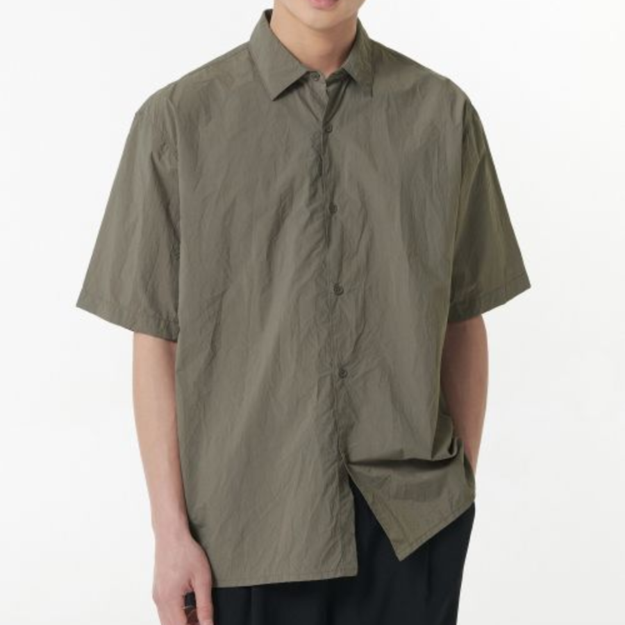 Relaxed Nylon Crease Short Sleeve Shirt [Khaki]
