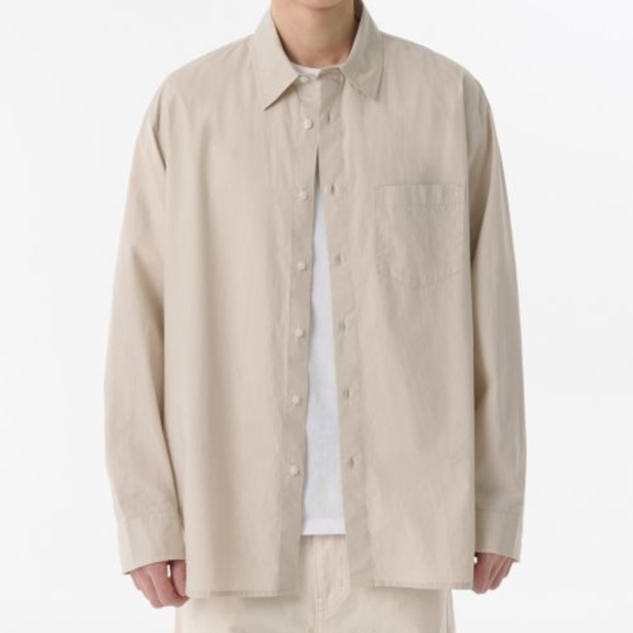 Relaxed Soft Poplin Shirt [Light Beige]