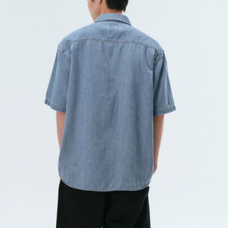 Relaxed Short Sleeve Denim Shirt [Light Indigo]