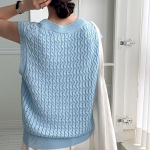 V-Neck Cotton Cable Knit Vest