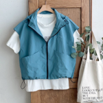 Nylon Summer Zip-Up Crop Vest