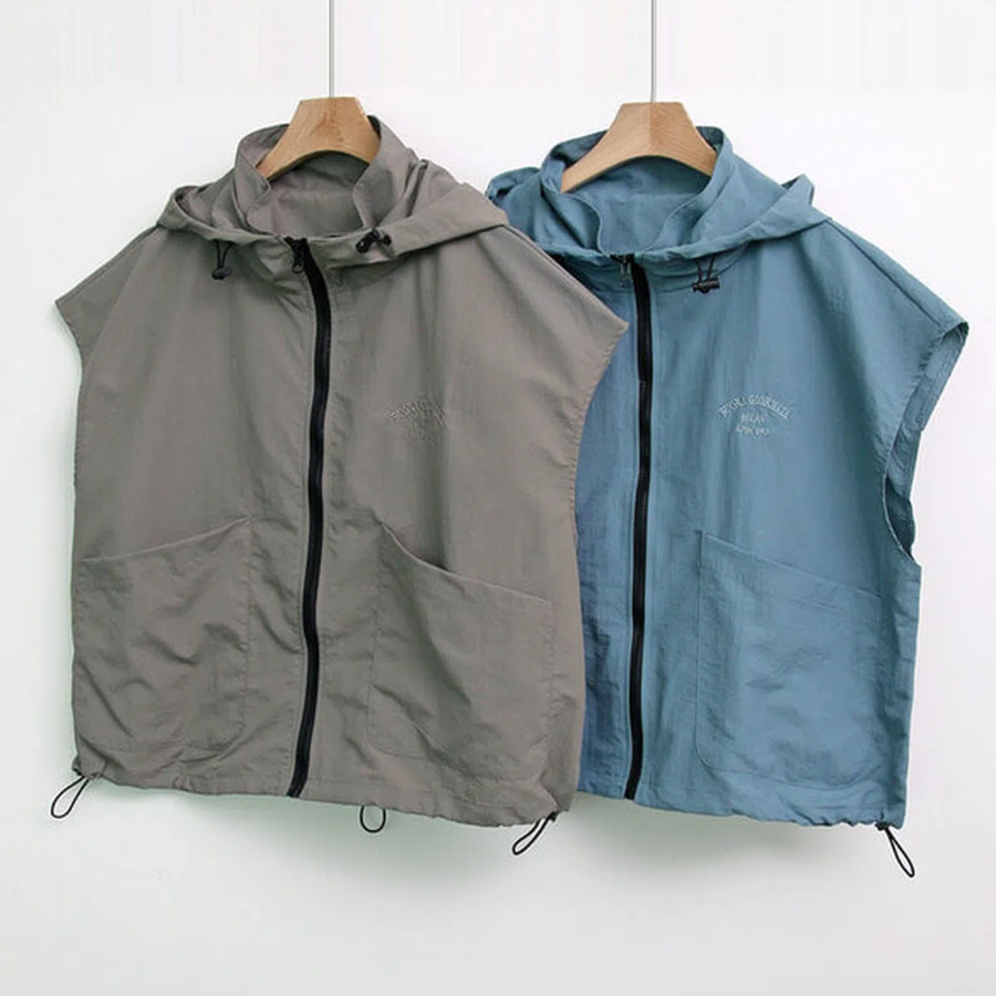 Nylon Summer Zip-Up Crop Vest