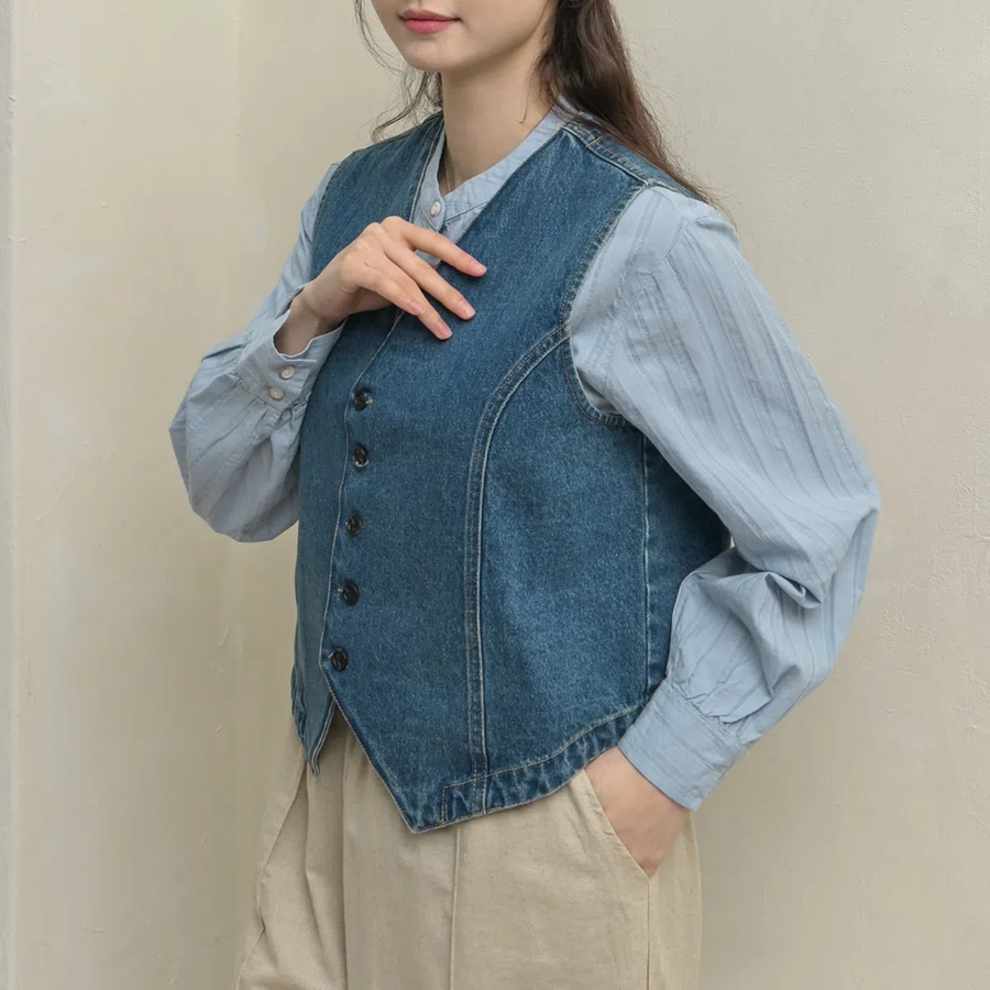 Afimo V-Neck Denim Vest