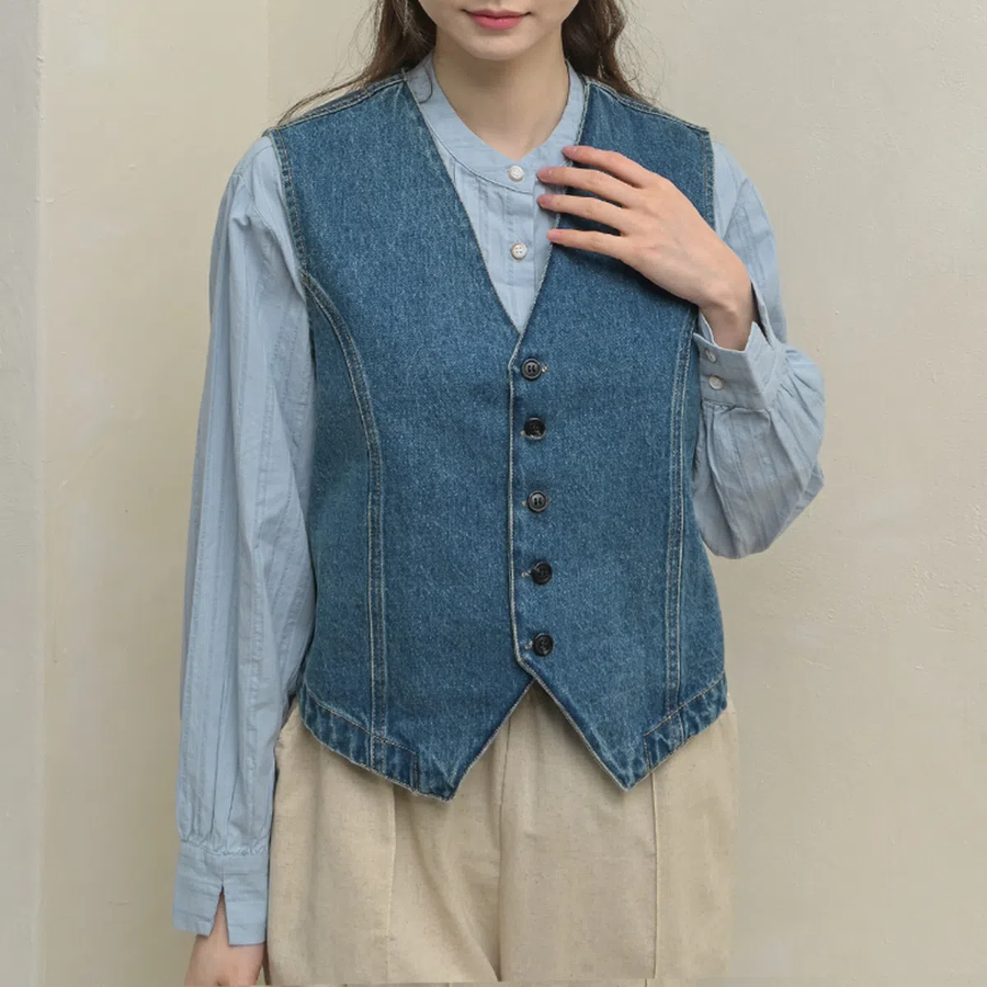 Afimo V-Neck Denim Vest