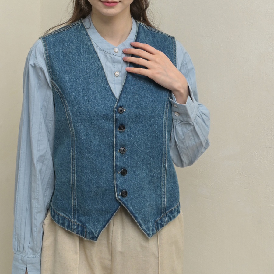 Afimo V-Neck Denim Vest