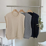 Spring Round-Neck Loose-Fit Knit Vest